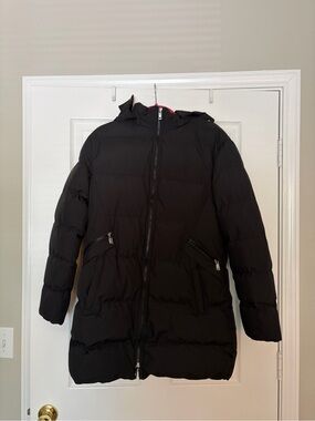 Black Parka Coat with Hood